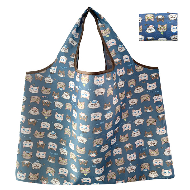 Printing Foldable Shopping Bags Environmental Protection Portable Grocery Bags Large Capacity Portable Storage Bags: PURPLE