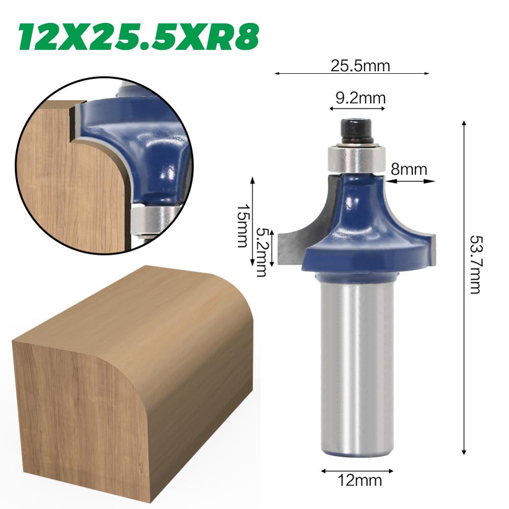 1pcs 12mm shank Corner Round Over Router Bit with BearingMilling Cutter for Wood Woodwork Tungsten Carbide: 12X25.2XR8