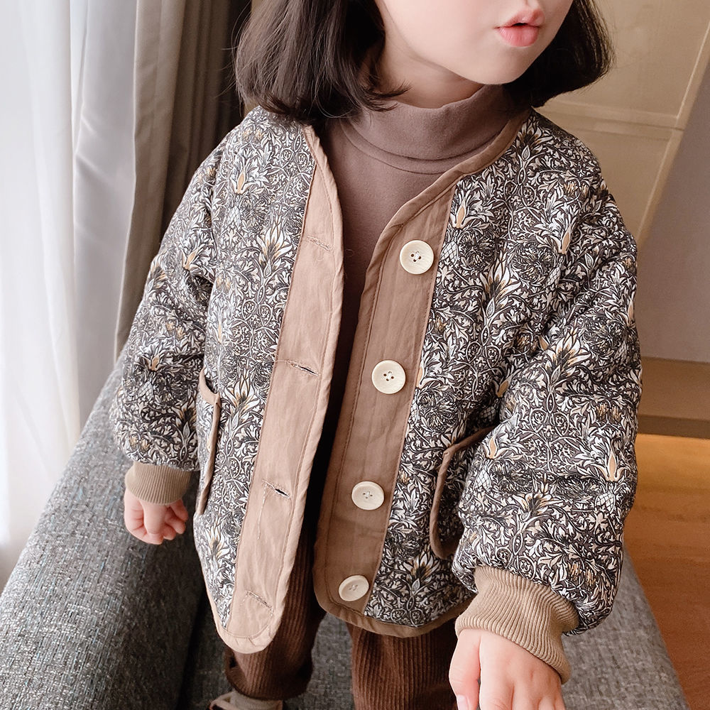 freundlicher Jacke Blumen- Winter Baby Mädchen Mantel Dicke Vlies freundlicher Kleidung Oberbekleidung Für Jungen Mädchen Jacke Kleinkind Jacke Velet 1-7Y