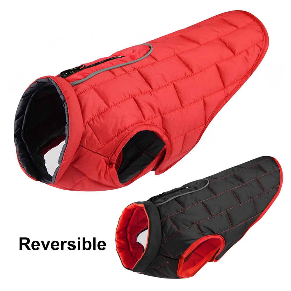 Hond Kleding Waterdicht Winter Hond Jas Jas Omkeerbaar Kleding Voor Kleine Middelgrote Grote Honden Franse Bulldog Chihuahua Pug: Rood / L