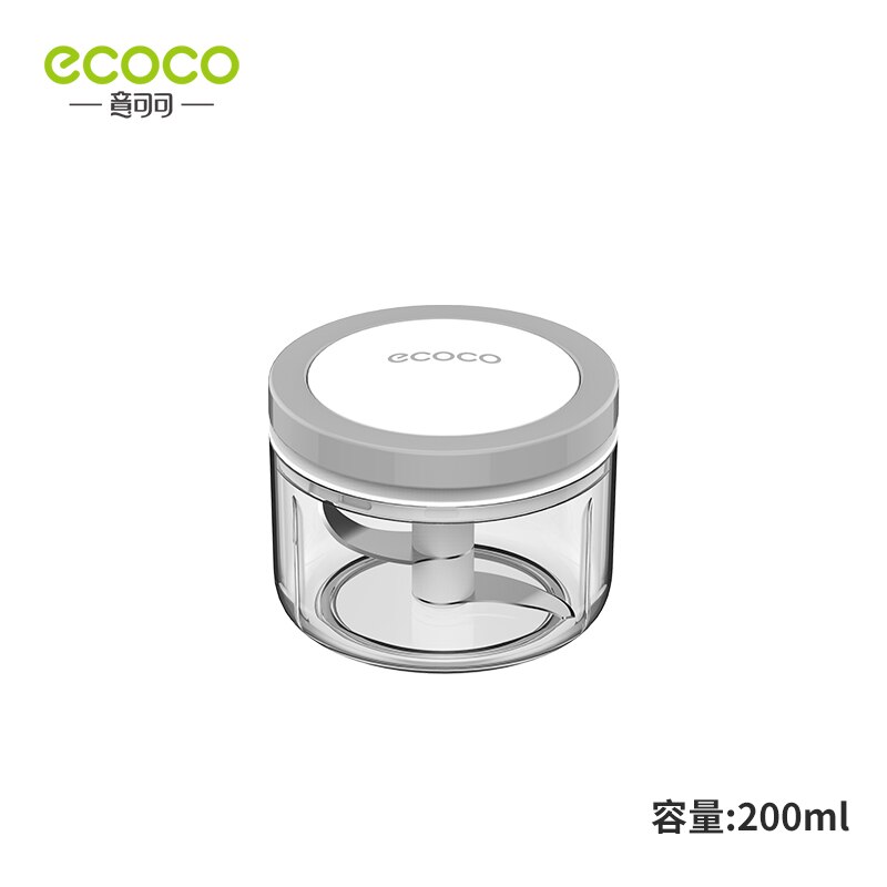 ECOCO Manual Food Chopper Pull Onion Chopper Large Vegetable Processor Blender Mincer Mixer for Egg Meat Salad Fruit Pesto Puree: 200ml Grey