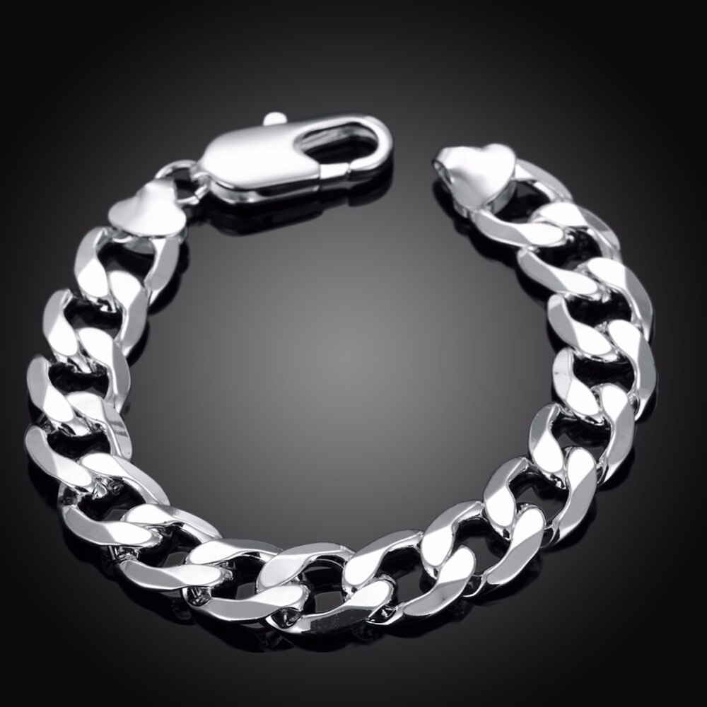 2107 neue S925 Silber farbe Bordstein Kette Armbinde 12mm 8,3 &quot S925 Silber farbe Schmuck LSPH222