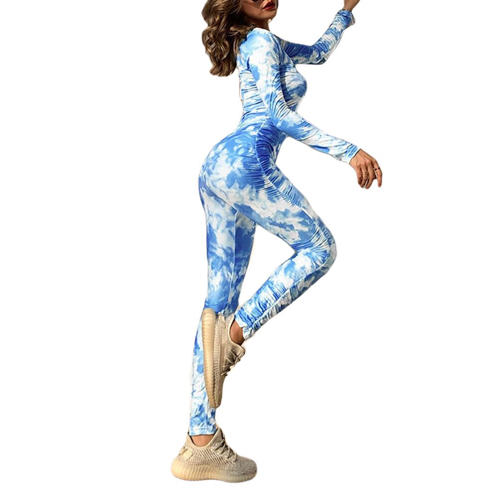 Vrouwen Lange Mouwen Tie-Dye Print Jumpsuit Dames Mode Jumpsuit Voor Sport Dagelijkse Slijtage