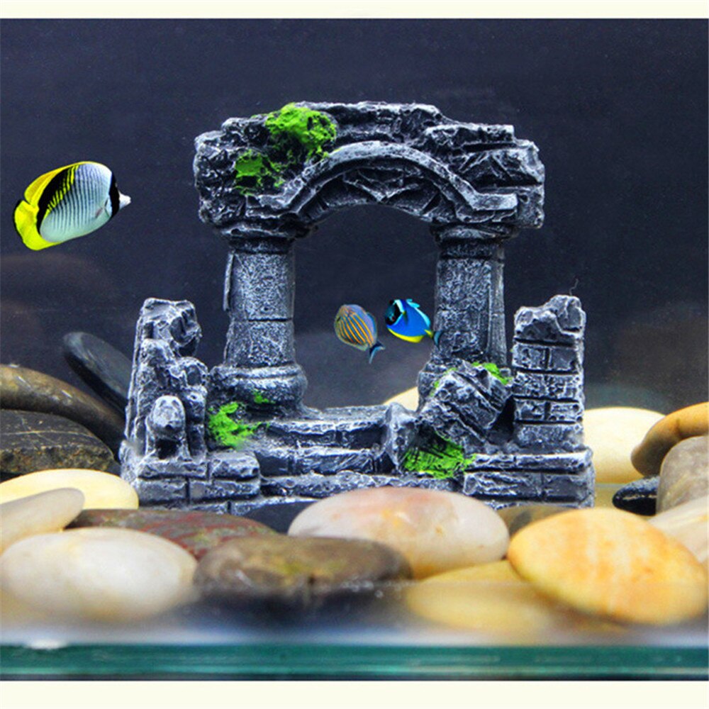 Aquarium Resin Roman Column Decoration Artificial Ancient Ruins Column Decor For Fish Tank Stone Cave Rock Decorations