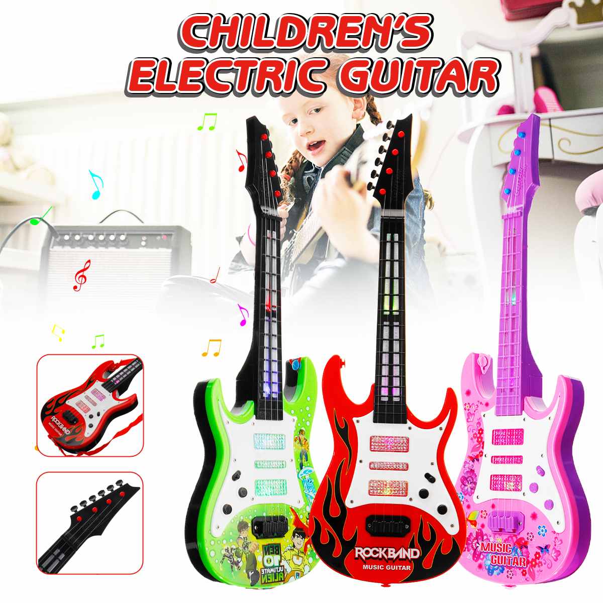 4 snaren Muziek Elektrische Gitaar Kinderen Muziekinstrumenten Educatief Speelgoed Voor Kinderen Juguetes Als Jaar