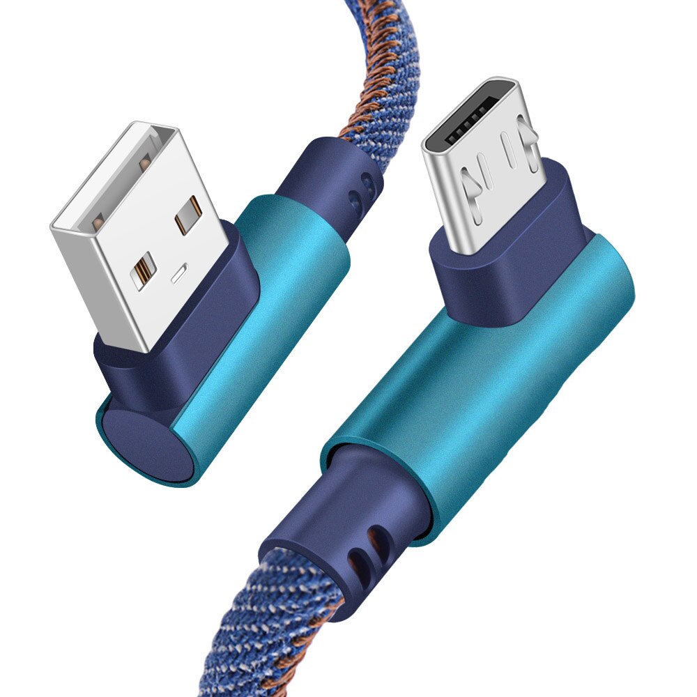 Olnylo Mikro USB Kabel 90 grad Schnelle Ladegerät Ladung Kabel für Huawei USB Kabel Mikro Daten Kabel für Samsung HTC Android Telefon: Blau Mikro USB / 2m