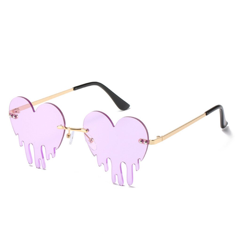 Heart Rimless Sunglasses Women 2022 Tears Shape Steampunk Sunglasses Unique Vintage Eyewear UV400 Oculos Feminino