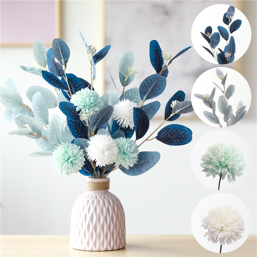1pc Artificial Flower Simulation Handmade DIY Bouquet Dutch Leaf Bride Dandelion Bridal Bouquet For Home Wedding Vase Decoration