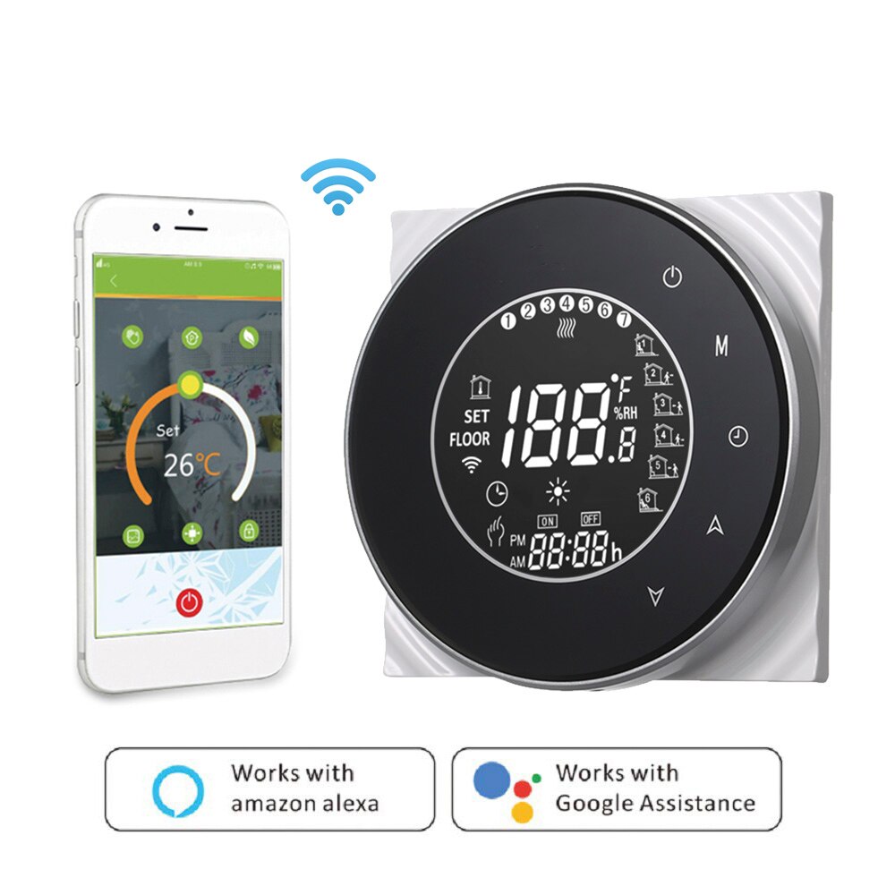 BHT-6000-GCLW Water/Gas Boiler Thermostat Backlight WIFI Weekly Programmable LCD Touch Screen Works with Alexa Google home