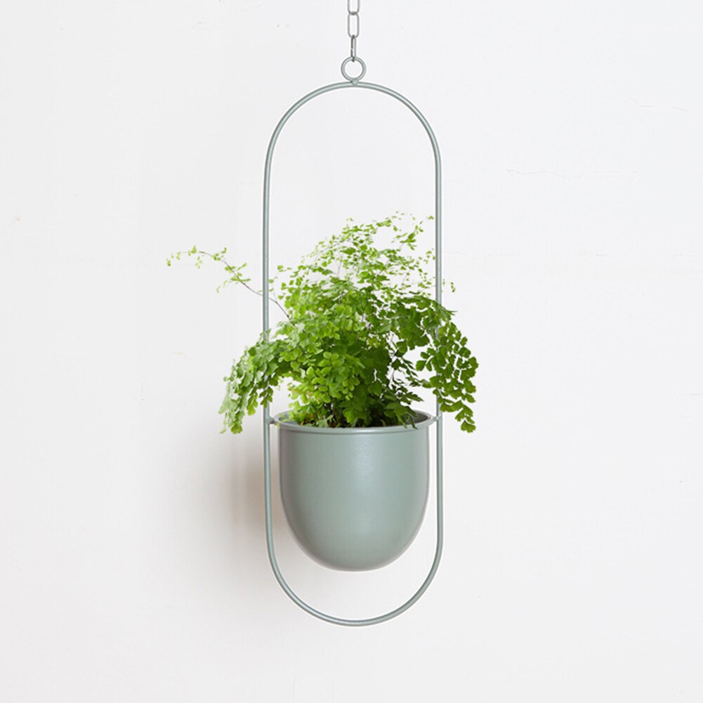 Nordic Hanging Metal Iron Plant Flower Pots Holder Garden Balcony Succulent Wall Mount Hanger Swinging Basket Bedroom Decoration