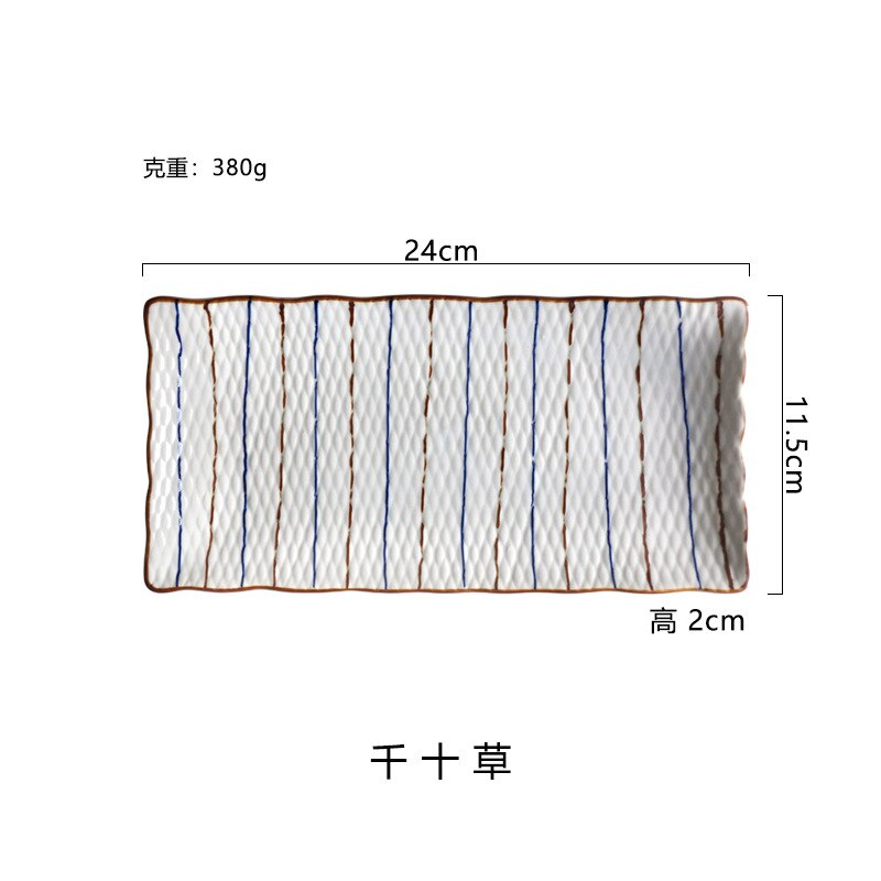 Rectangular Ceramic Snack Platter Japanese Style Sushi Tray Dessert Plate Western Food Dish: F
