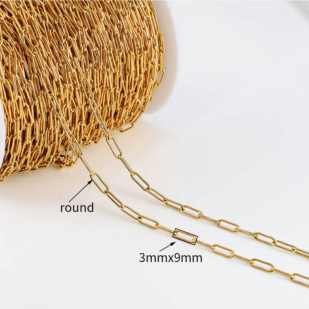 Cadena de collar de acero inoxidable de 2 metros para hacer joyería Diy, eslabones de Cable Rolo, cadenas a granel, accesorios de pulsera hechos a mano: YELLOW