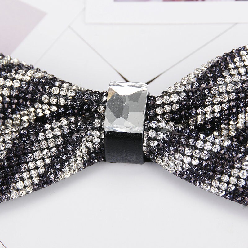 Nœud papillon rayé en diamant Pu pour hommes, accessoire de luxe, Super Cool, avec strass, pour mariage