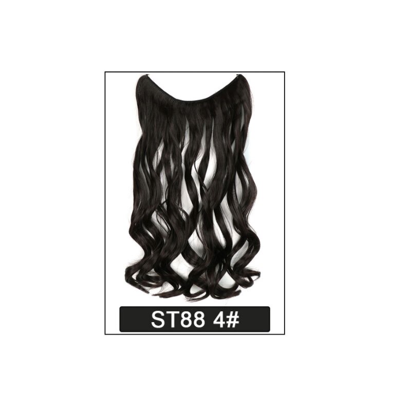 22 pouces femmes vague Extensions de cheveux Secret cheveux Extension bande synthétique naturel caché Secret Invisible fil cheveux pièce sans pince: A2