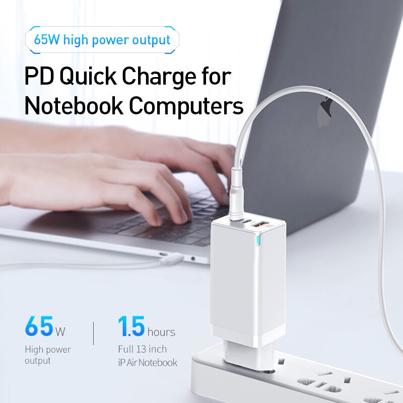 Baseus 65W GaN Ladegerät Schnell Ladung 4,0 3,0 Typ C PD Schnelle Ladegerät 3 Hafen USB Ladegerät mit QC 4,0 3,0 tragbare Telefon Ladegerät