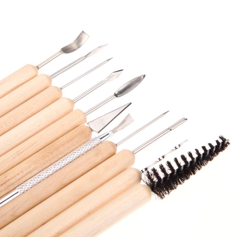 Lera skulptur kit verktyg skulptera utjämning vax carving keramik keramiska verktyg polymer shapers modellering snidade verktyg trä handtag set