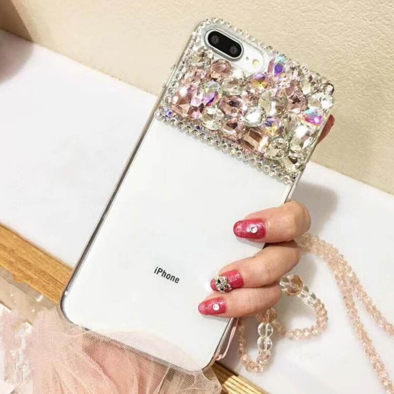 XSMYiss Bling Jewelled Rhinestone Crystal Diamond Soft Back Phone Case Cover For iphone X 5 5S SE 6 6s 7 8 Plus XR Xs Max