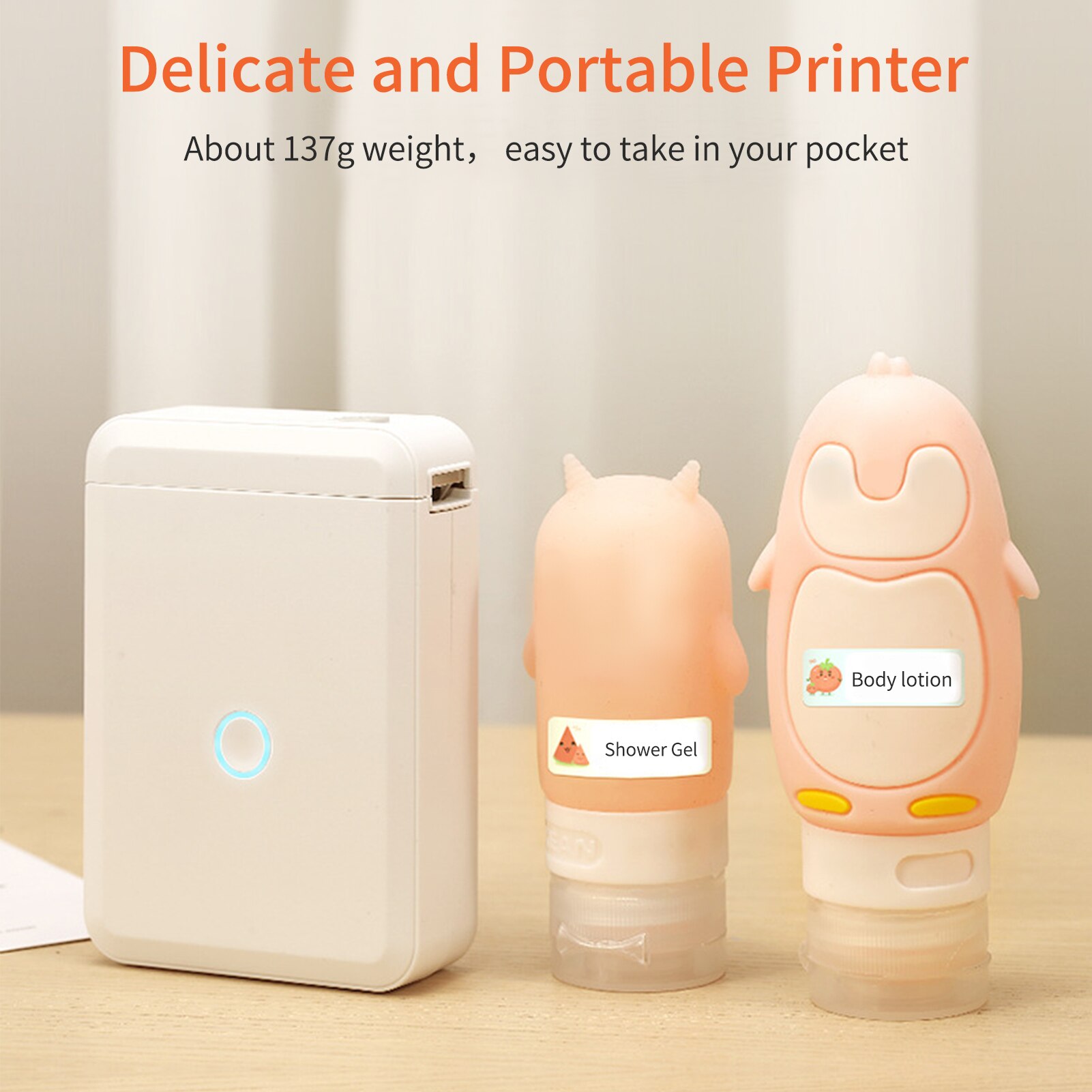 D110 Mini Draagbare Thermische Label Printer Papier Roll Hangul Bluetooth Label Printer Sticker Pocket Barcode Printer