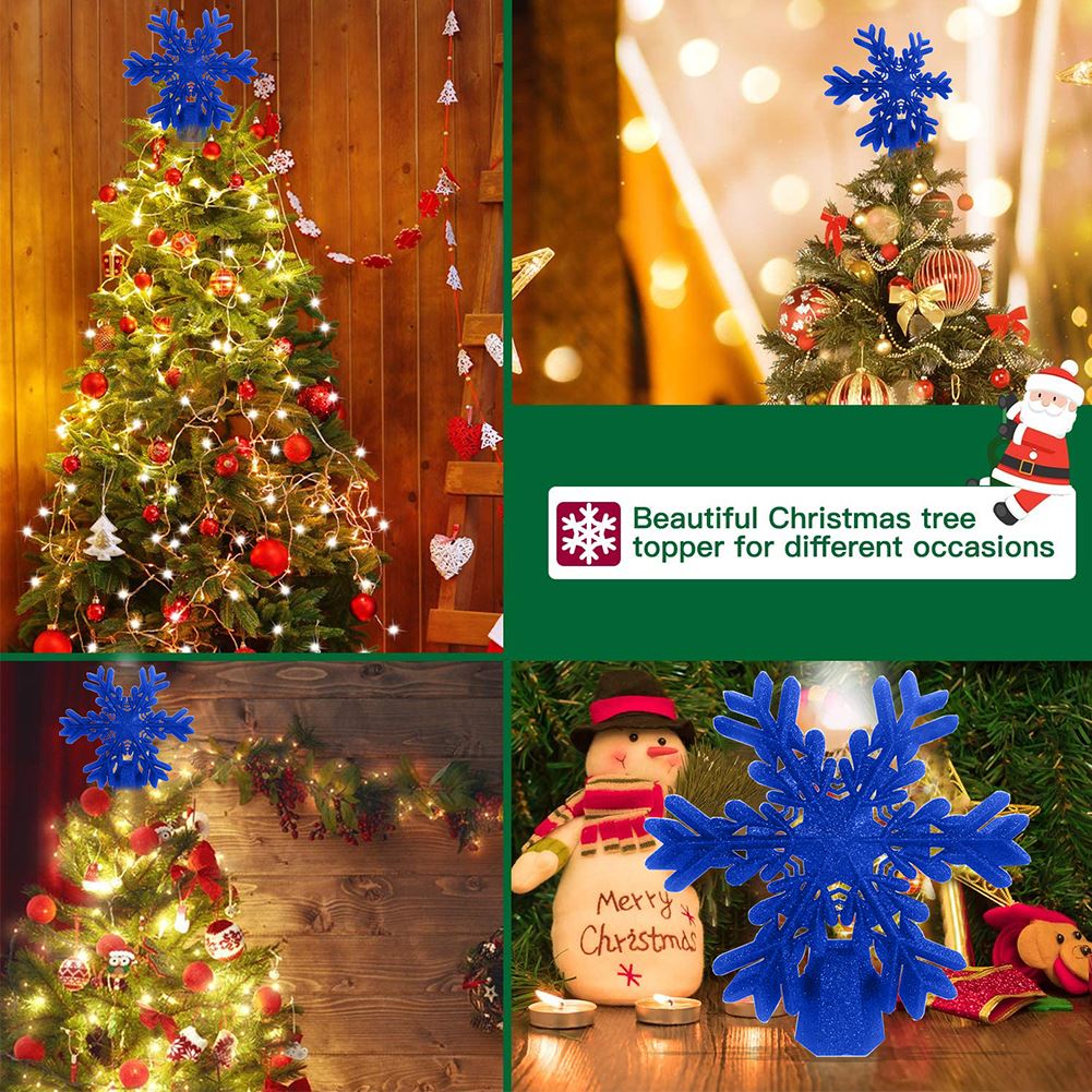 Christmas Tree Decorations Snowflake Projector Christmas Tree Topper Light LED Rotating Snowflake Blue Glitter Xmas Decoration
