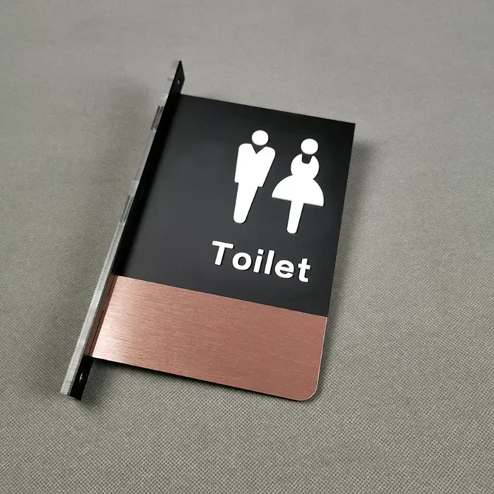 Letrero de puerta de doble cara para hombre y mujer, señal de recordatorio de baño montada en el lateral, señalización de inodoro para Hotel y WC: Verde agua