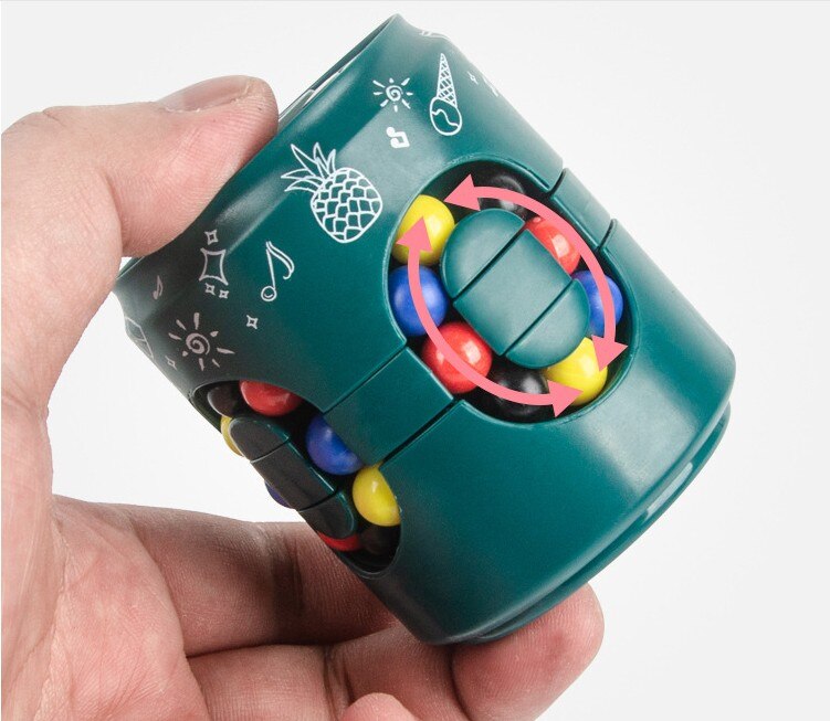 Can Cube Top Magic Colorful Beans Finger Spinning Relieves Stress Decompression Tool For Children And Adults: Dark Green