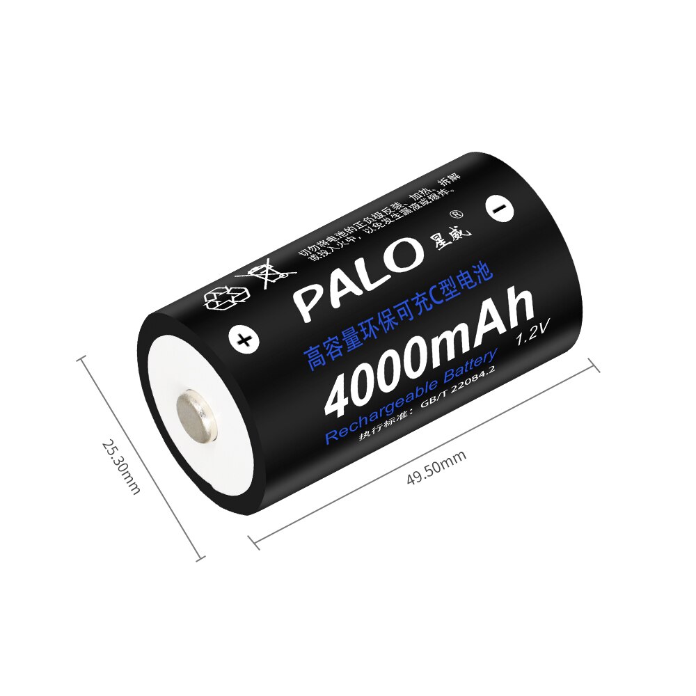 PALO 1-12 Uds tamaño C batería recargable tipo C LR14 batería 1,2 V NI-MH recargable C batería 4000mAh baja autodescarga