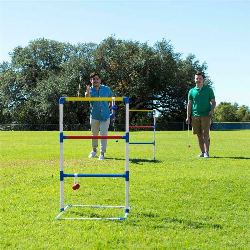 Ladder Ball Game Set Golf Toss Game Backyard Toys Outdoor Games for Adults and Kids with 8 Balls Lawn Toss Game