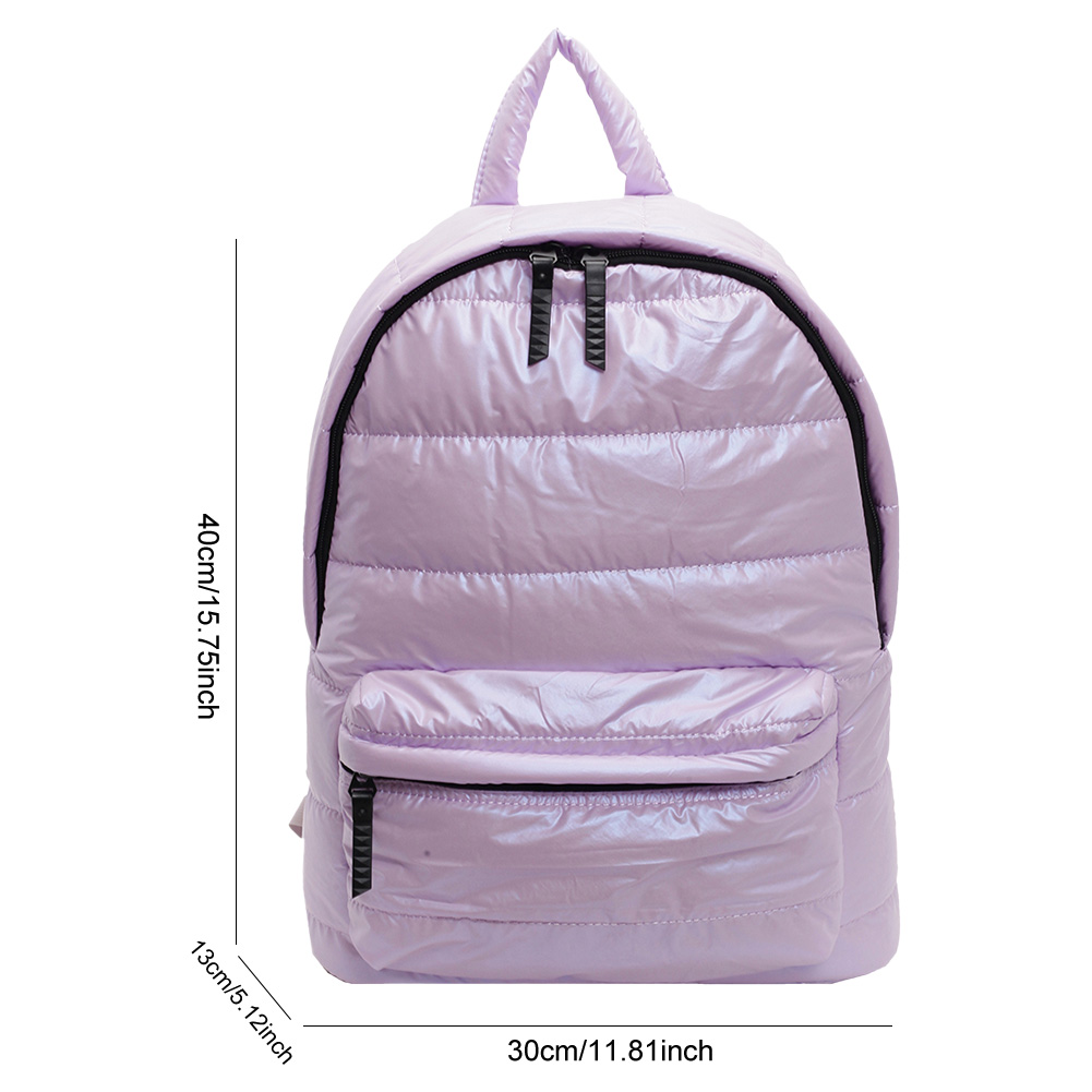 Stevige Dons Knapzak Met Grote Capaciteit Gewatteerde Rugzak Tienerstudent Schooltas Met Meerdere Zakken Puffer Katoenen Veelzijdige Boekentas: Light Grey