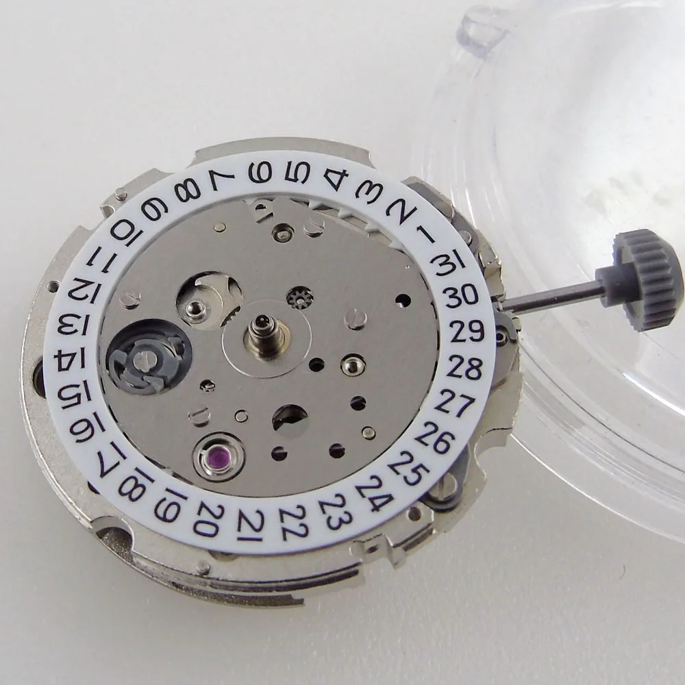 Miyota-movimiento mecánico automático 821A 8215, accesorios de reloj, Hacking segundos, fecha automática, 21 joyas, fecha blanca y negra: Negro