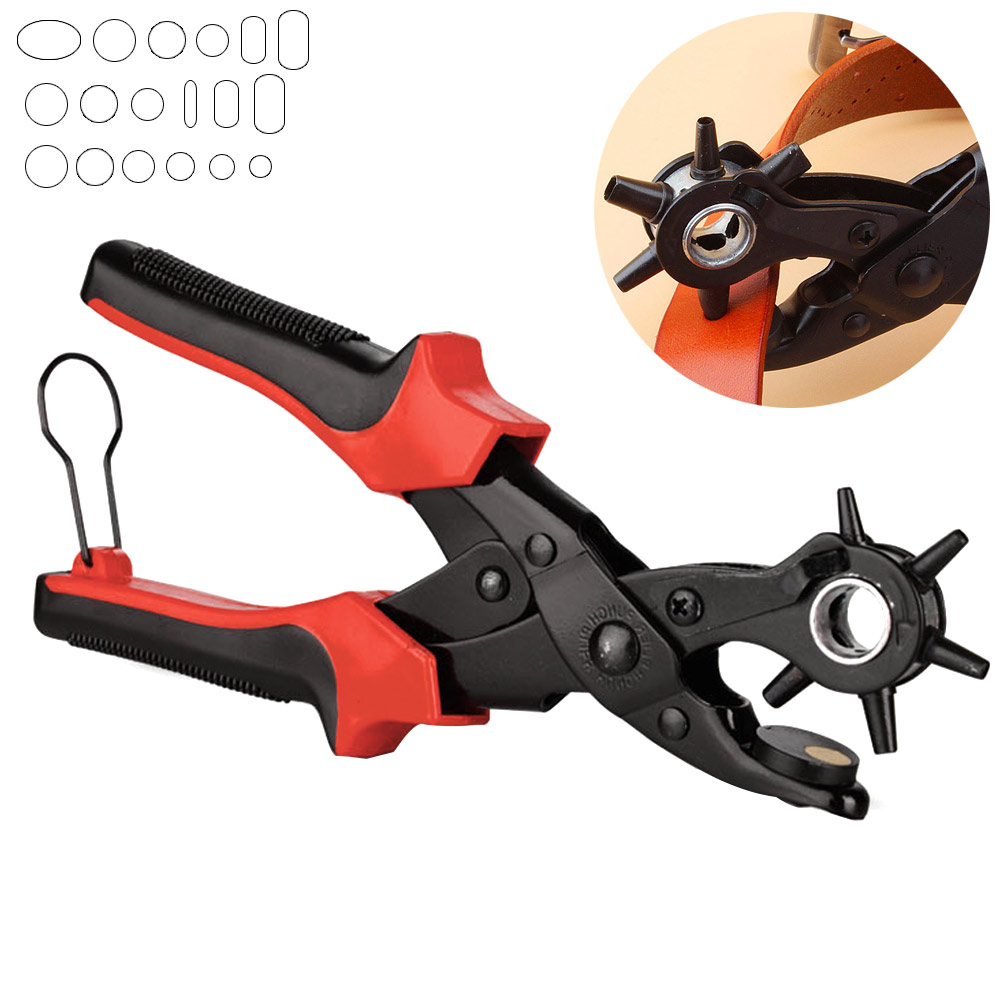 Heavy Duty Strap Leather Hole Punch Hand Plier Belt Punch Revolving DIY Tools OCT998