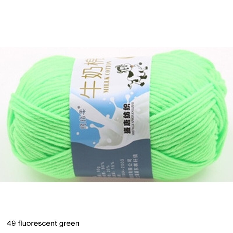 Hand Breien Levert Breiwol Haak Garen Melk Katoen Hand Gebreide Garen Geverfd Breien Garens Glad Melk Fiber: 49 fluorescent green