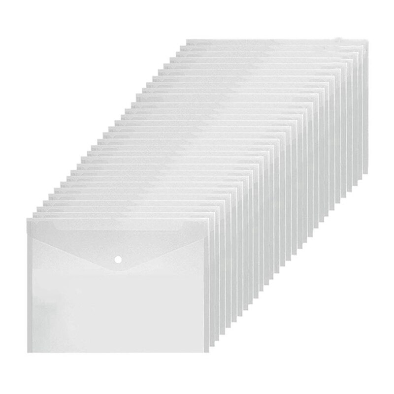 30 Pcs Poly Envelope Folder With Snap Button Closure,A4 Letter &amp; 40PCS L-Type Plastic Folder