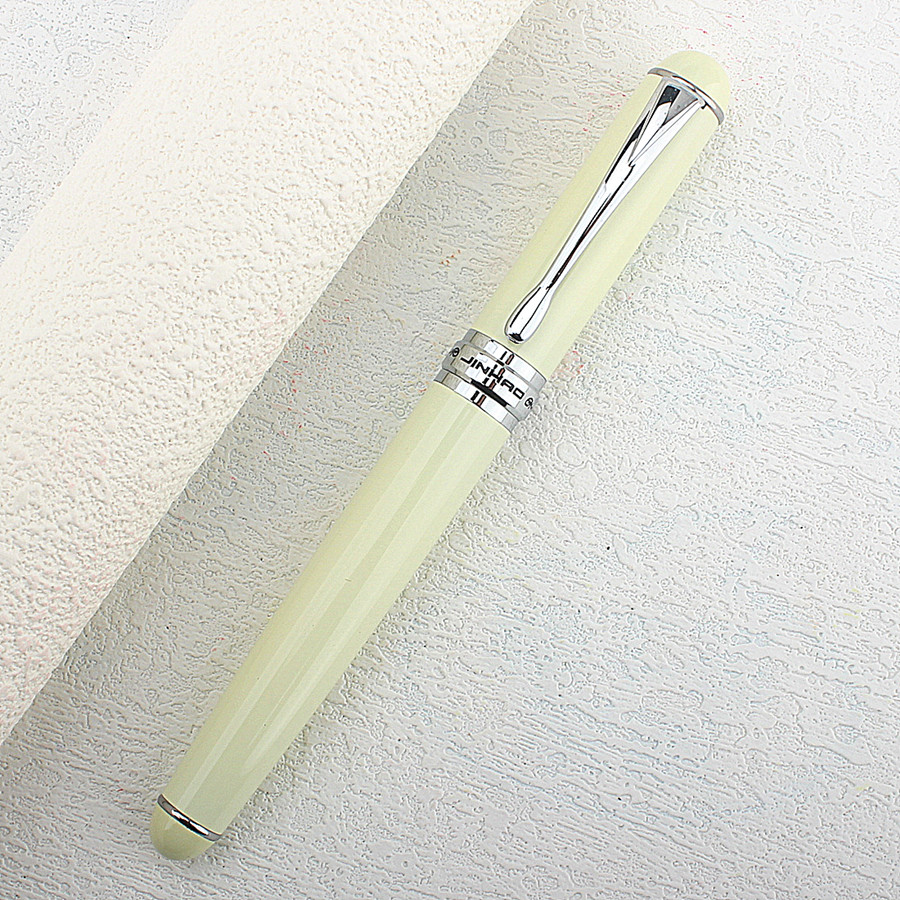 JINHAO 126 Luxury Pure Silver Rollerball Pen Metal Steel Ballpoint Pens with Case Office Supplies