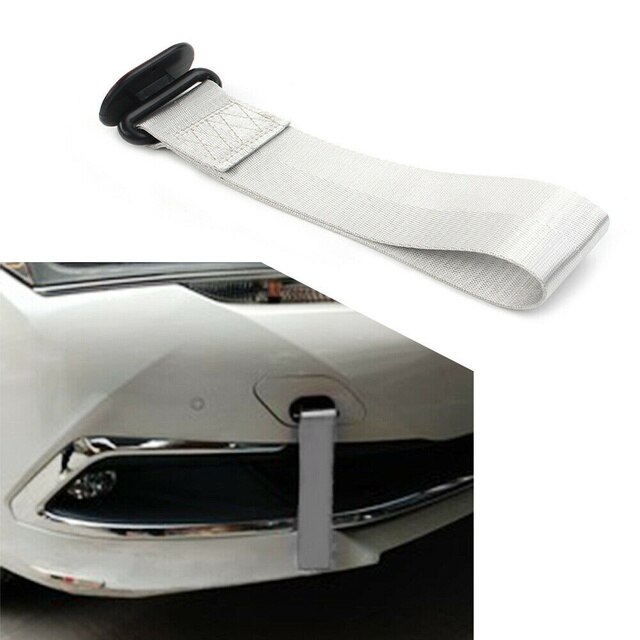 Correa de remolque de coche, gancho de Rally Universal para parachoques trasero/delantero, correa de remolque de carreras, cuerda de remolque decorativa, 1 ud.: Grey