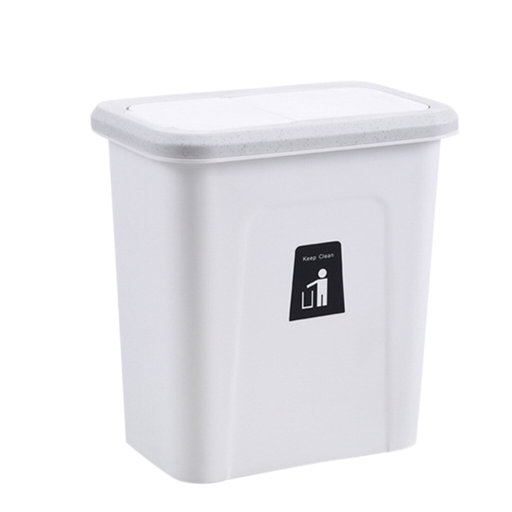 Kjøkkenskapdør hengende søppelbøtte med lokk veggmonterte avfallskurver push-top søppelbøtte søppelcontainer #15: Hvit