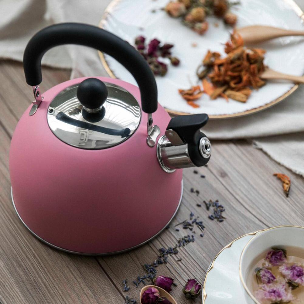 2L Pink Whistling Kettle For Gas Stove All Stovetops Stainless Steel Coffee Tea Rising Kettle With Whistle Teapot