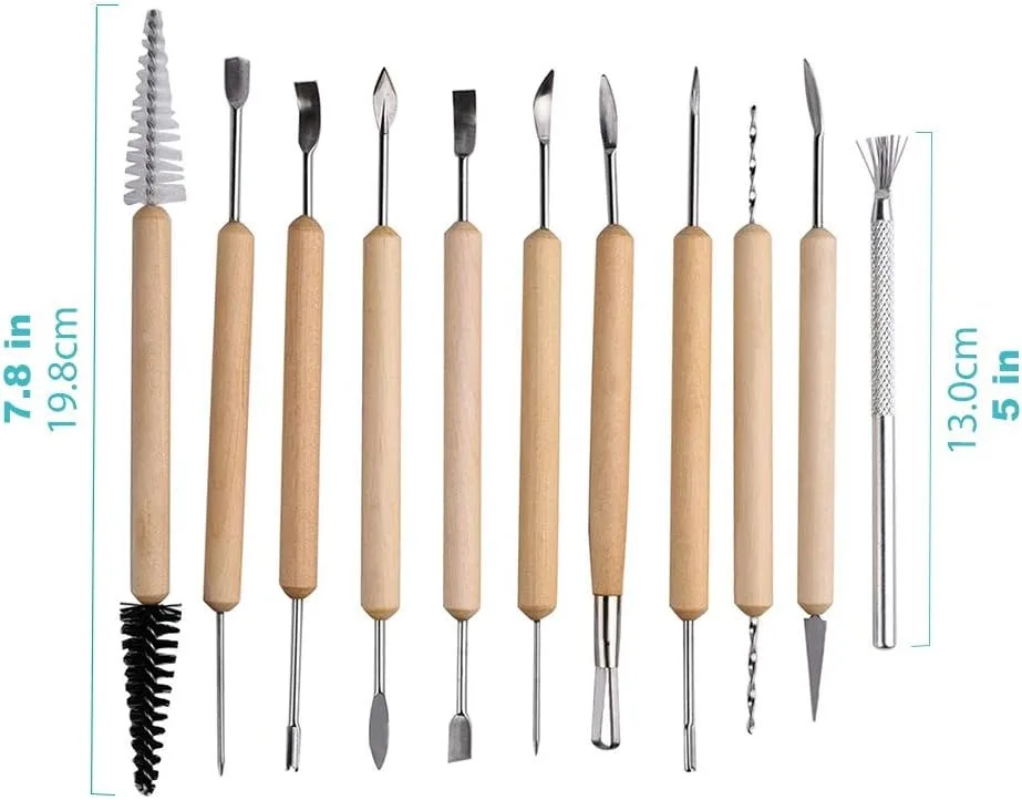 Clay Molding Pottery Tools Kit Ceramics Wood Knife Sculpture Tool Set Wire Cutters for Sculpting Polymer Clay Modeling Dotting
