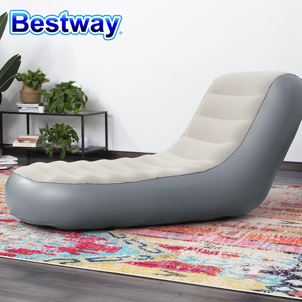 Bestway 75064 Inflatable Lazy Sofa Sleeping Reclining Chair Comfortable Flocked Sofa Bed Multi Max II Air Couch