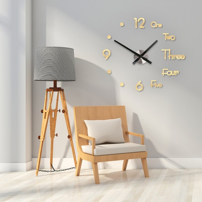 Modern Mini DIY Large Wall Clock Sticker Mute Digital 3D Wall Stickers For Living Room Home Office Decor