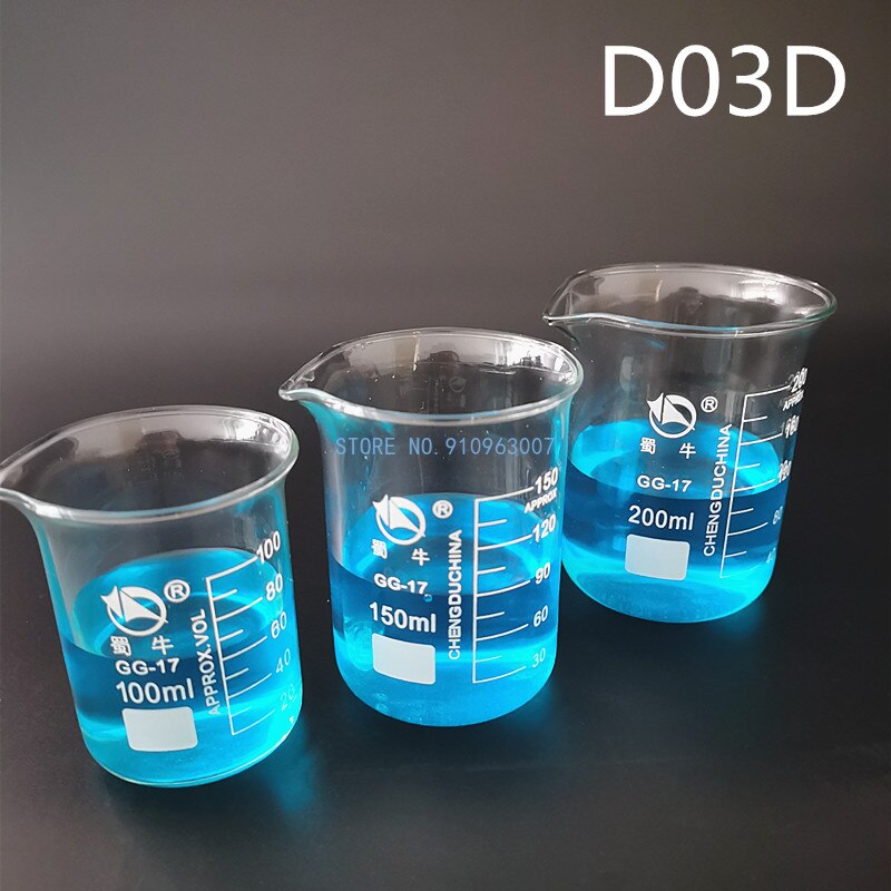 25-500ml Lab Borosilicate Glass Beaker Heat-resist Scaled Measuring Cup Laboratory Equipment