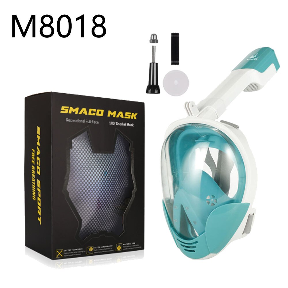 Full Snorkeling Mask Underwater Swimming Mask Scuba Diving Mask Motion Sports Camera M8018: M8018 Green / L/XL