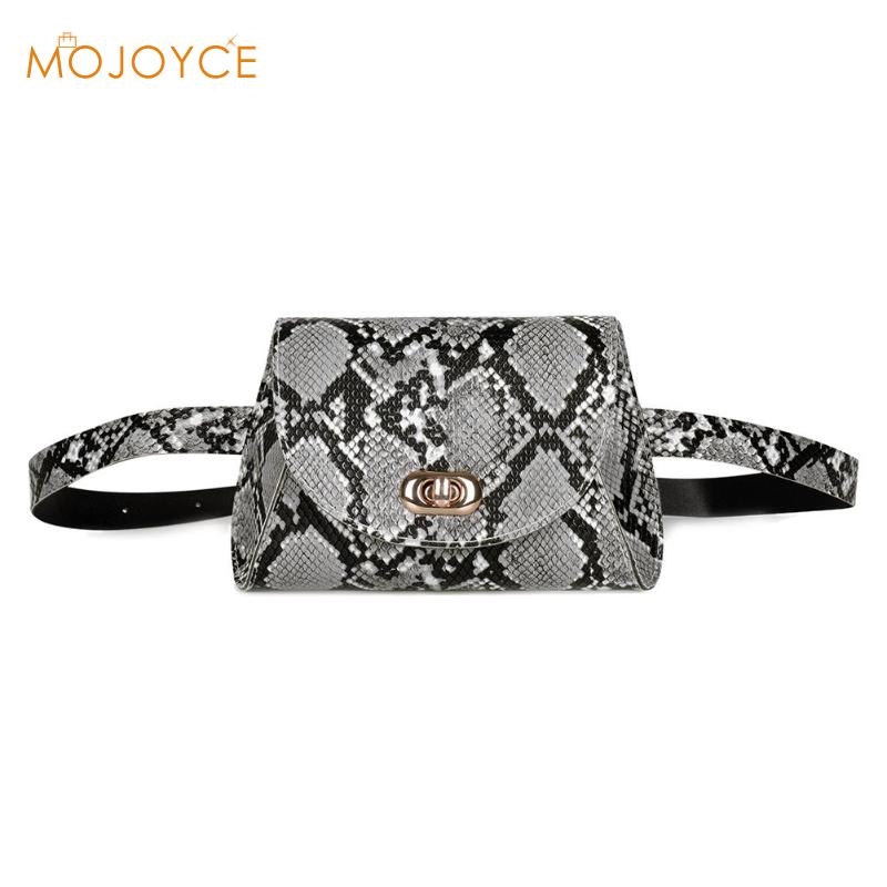 Riñonera de piel sintética con estampado de serpiente para mujer, bolso de cintura con estampado de serpiente