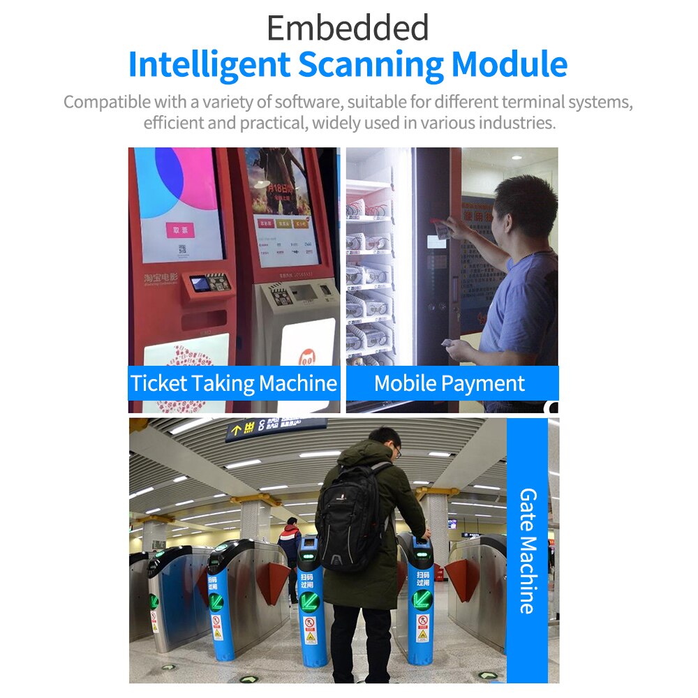 Aibecy Ingebed Barcode Scanner Self-Inductie 1D/2D/Qr Bar Code Reader Module Scanner Usb Aansluiting Ondersteuning commando Controle
