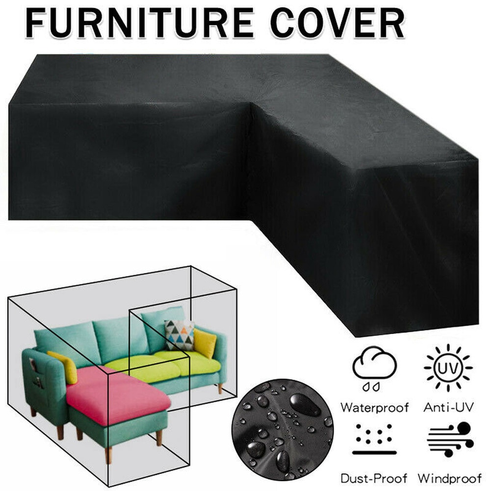 L form vandtæt møbelbetræk hjørne haven rotting sofa beskyttende betræk universalrengøringsdæksler 4 størrelser