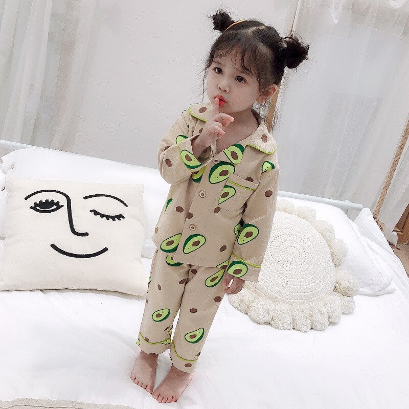 Pajamas kids Baby pajamas cotton children's clothing from 2 to 7 years old cotton autumn pajamas set 3-8Y clothing: D23305EL-green / 4Tfit height 90cm