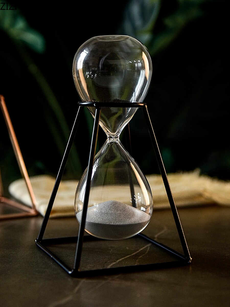 Metal Hourglass Timer 30 Minutes Modern Art Ornament Glass Timing Hourglass Office Living Room Desktop Home Decoration