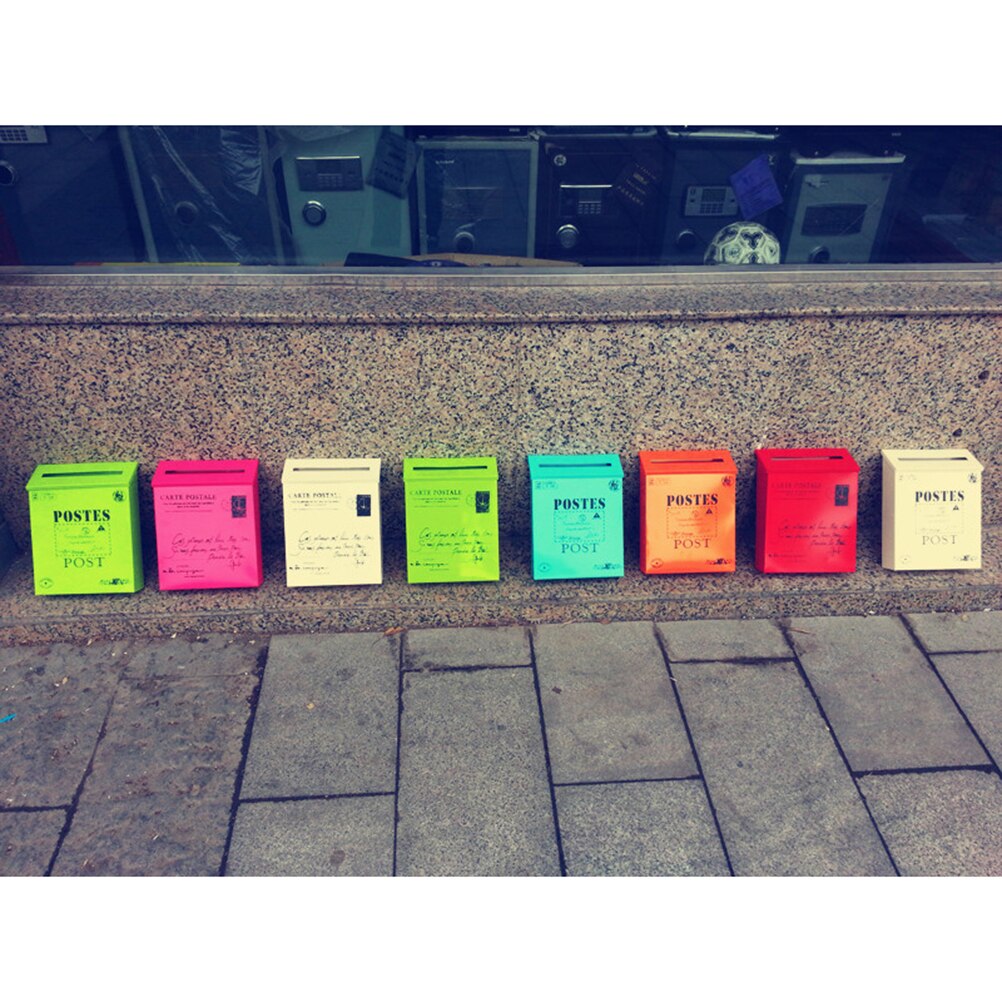 1pc Post Box Wall-mounted Decorative Retro Metal Mailbox Letter Box for Incoming Mail