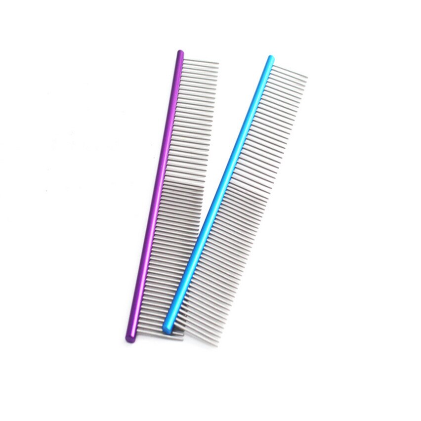 Wysokiej jakości kolorowy obraz grzebień dla zwierząt domowych profesjonalny stalowy grzebień groomerski robić czyszczenia włosów trymer szczotka 19cm zwierzę domowe pies Kot AD