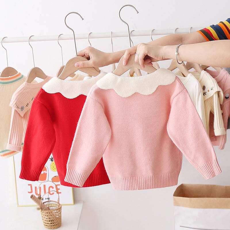 Baby Meisje Kleding Enkele Breasted Vest Baby Meisje Zoete En Leuke Revers Kinderkleding Trui Jas Kleding