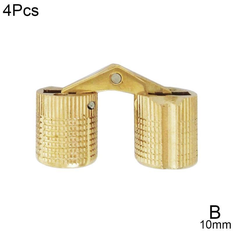 4pcs Barrel Hinge 8/10/12mm Copper Brass Furniture Hinges Cylindrical Hidden Cabinet Concealed Invisible Door Box Hinges: B